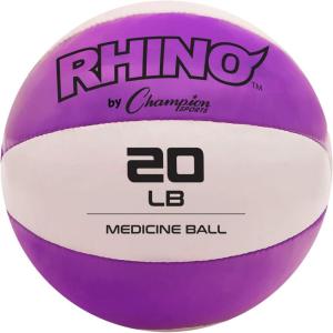 Champion Sports Exercise Medicine Balls, Leather with No-Slip Grip – Weight Training, Stability, Plyometrics, Cross Training, Core Strength – Multiple Weights(Purple (19-20 lbs))