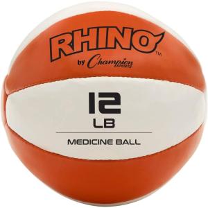 Champion Sports Exercise Medicine Balls, Leather with No-Slip Grip – Weight Training, Stability, Plyometrics, Cross Training, Core Strength – Multiple Weights(Orange (11-12 lbs))