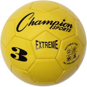 Champion Sports Extreme Series Soccer Ball – Sizes 3, 4, 5, Soft Touch, All Weather, High Air Retention, Youth & Adult League Balls for Training, Games, Outdoor & Indoor Play, Multiple Colors(Yellow)