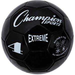 Champion Sports Extreme Series Soccer Ball – Sizes 3, 4, 5, Soft Touch, All Weather, High Air Retention, Youth & Adult League Balls for Training, Games, Outdoor & Indoor Play, Multiple Colors(Black)