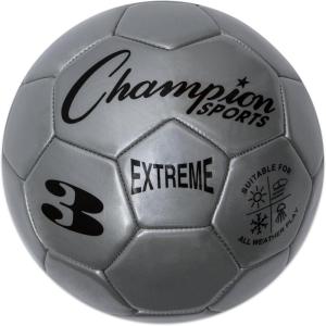 Champion Sports Extreme Series Soccer Ball – Sizes 3, 4, 5, Soft Touch, All Weather, High Air Retention, Youth & Adult League Balls for Training, Games, Outdoor & Indoor Play, Multiple Colors(Silver)