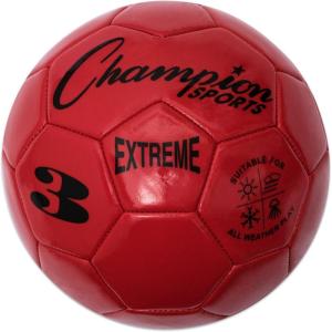 Champion Sports Extreme Series Soccer Ball – Sizes 3, 4, 5, Soft Touch, All Weather, High Air Retention, Youth & Adult League Balls for Training, Games, Outdoor & Indoor Play, Multiple Colors(Red)