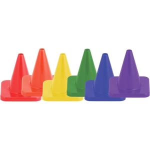 Champion Sports High Visibility Vinyl Cones – Durable Field Markers for Drills, Sports, Schools, Indoor Gyms & Outdoor Training(Assorted Colors)