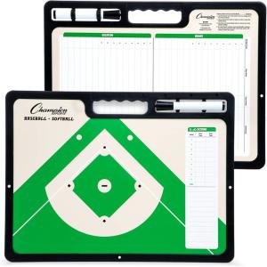 Champion Sports Large & XL Dry Erase Board For Coaching – Whiteboards for Strategizing, Techniques, Plays – 2-Sided Boards with Front Side Full Field – Backside Half Field and Lineup(Baseball/Softball)