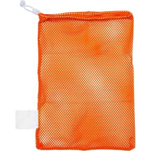 Champion Sports Mesh Equipment Bag – Heavy-Duty Nylon Drawstring Bag with Lock & ID Tag, Breathable Storage Sack for Balls, Swim Gear, Laundry & Toys, Multiple Sizes & Colors(Orange)
