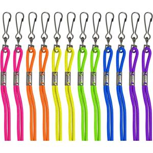 Champion Sports Nylon Lanyards with J-Hook Clip, Assorted Neon – 12 Pack (Retail Card)