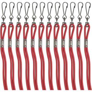 Champion Sports Nylon Lanyards with J-Hook Clip, Red – 12 Pack (Poly Bag)