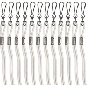 Champion Sports Nylon Lanyards with J-Hook Clip, White – 12 Pack (Poly Bag)