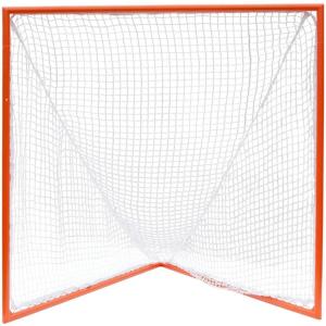 Champion Sports Pro & Collegiate Lacrosse Goal 6×6 ft Steel Frame for Men’s & Women’s Lacrosse, Training & Game Play(6′ x 6′ High School (White/Orange))