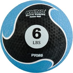 Champion Sports Rhino Elite Medicine Ball – Textured Surface, Superior Grip, Hollow Synthetic Rubber for Consistent Bounce & Durability, Multiple Weights & Colors – Optional Rebounder Sold Separately(6 Pounds – Blue)