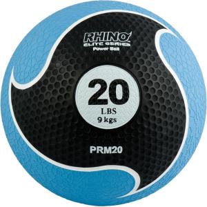 Champion Sports Rhino Elite Medicine Ball – Textured Surface, Superior Grip, Hollow Synthetic Rubber for Consistent Bounce & Durability, Multiple Weights & Colors – Optional Rebounder Sold Separately(20 Pounds – Blue)