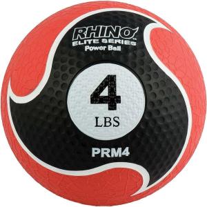 Champion Sports Rhino Elite Medicine Ball – Textured Surface, Superior Grip, Hollow Synthetic Rubber for Consistent Bounce & Durability, Multiple Weights & Colors – Optional Rebounder Sold Separately(4 Pounds – Red)
