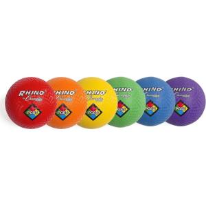 Champion Sports Rhino Playground Ball Set, 8.5″D -Two-Ply, Nylon Wound – Set of 6 Colors