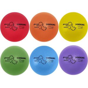 Champion Sports Rhino Skin Dodgeball Set – 6 Soft Foam Dodgeballs with Tear-Resistant Coating, Grip Surface, Low Bounce, Mesh Bag, Indoor & Outdoor Playground or PE Class Ball Set – 6” or 7”(7″ Set of 6)