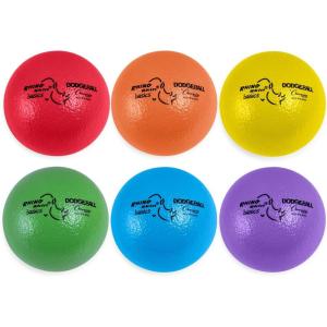 Champion Sports Rhino Skin Dodgeball Set – 6 Soft Foam Dodgeballs with Tear-Resistant Coating, Grip Surface, Low Bounce, Mesh Bag, Indoor & Outdoor Playground or PE Class Ball Set – 6” or 7”(6″ Set of 6)