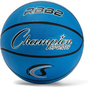 Champion Sports® Rubber Basketballs – Heavy Duty Pro-Style, Indoor/Outdoor Use, Premium Basketball Equipment for Physical Education, Various Sizes & Colors (Size 3, 5, 6, 7)(Blue)