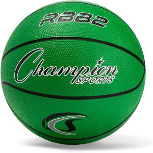 Champion Sports® Rubber Basketballs – Heavy Duty Pro-Style, Indoor/Outdoor Use, Premium Basketball Equipment for Physical Education, Various Sizes & Colors (Size 3, 5, 6, 7)(Green)