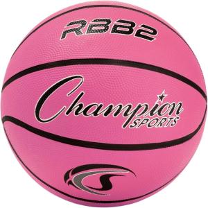 Champion Sports® Rubber Basketballs – Heavy Duty Pro-Style, Indoor/Outdoor Use, Premium Basketball Equipment for Physical Education, Various Sizes & Colors (Size 3, 5, 6, 7)(Pink)
