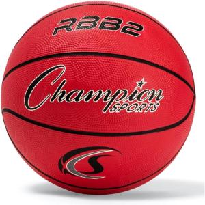 Champion Sports® Rubber Basketballs – Heavy Duty Pro-Style, Indoor/Outdoor Use, Premium Basketball Equipment for Physical Education, Various Sizes & Colors (Size 3, 5, 6, 7)(Red)