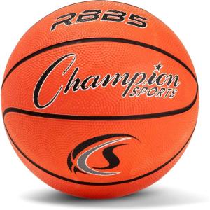 Champion Sports® Rubber Basketballs – Heavy Duty Pro-Style, Indoor/Outdoor Use, Premium Basketball Equipment for Physical Education, Various Sizes & Colors (Size 3, 5, 6, 7)(Orange)