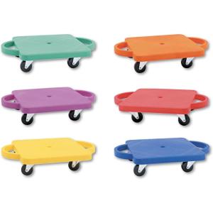 Champion Sports Scooter Board with Handles, Set of 6, Wide 12 x 12 Base – Multi-Colored, Fun Sports Scooters with Non-Marring Plastic Casters for Children – Premium Kids Outdoor Activities and Toys(Board)