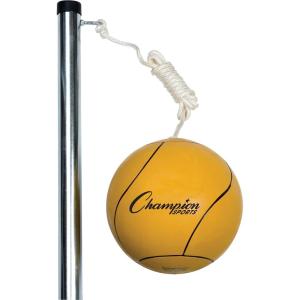 Champion Sports TTGAME Tetherball Tennis: Swingball Outdoor Lawn Game for Kids, Adults, and Families – Backyard Tether Kit with Tennis Ball and Paddle Set(Portable Tetherball Set)