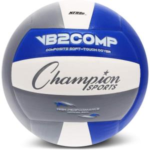 Champion Sports VB Official Composite Synthetic Leather Game Volleyball – Multiple Colors(Gray/Blue/White)