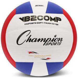 Champion Sports VB Official Composite Synthetic Leather Game Volleyball – Multiple Colors(Red/Blue/White)