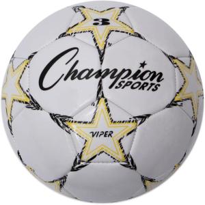 Champion Sports Viper Soccer Ball – Sizes 3, 4, 5 – Soft Touch TPU Cover, Durable Butyl Bladder, Youth & Adult Training Ball for Indoor & Outdoor Play, Multi-Color Design(Size 3)