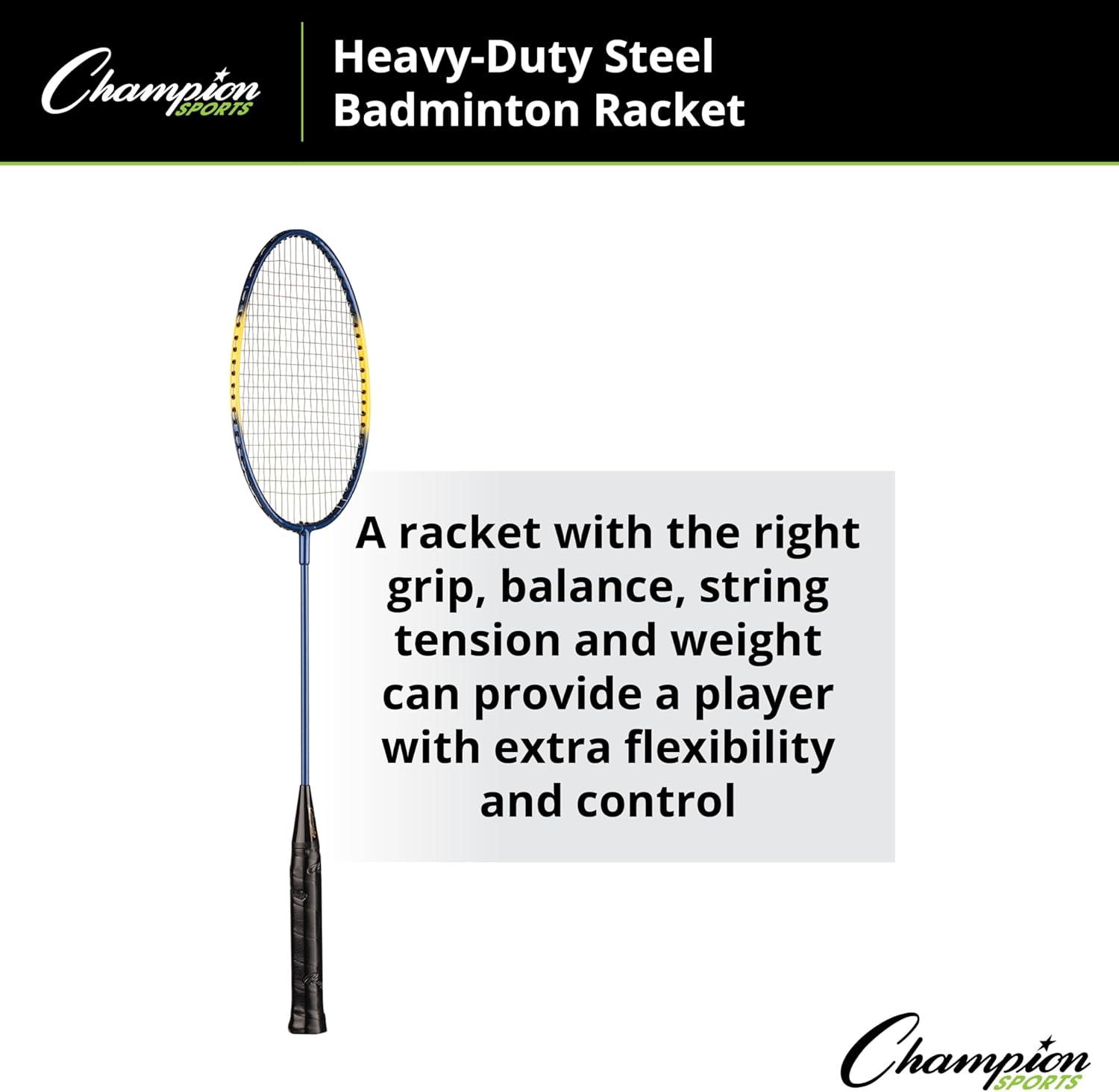 image:imageChampion Sports 26 Steel Single Shaft Badminton Racket with Nylon Coated Steel Strings Single Racket BlueYellow for All Skill Levels
