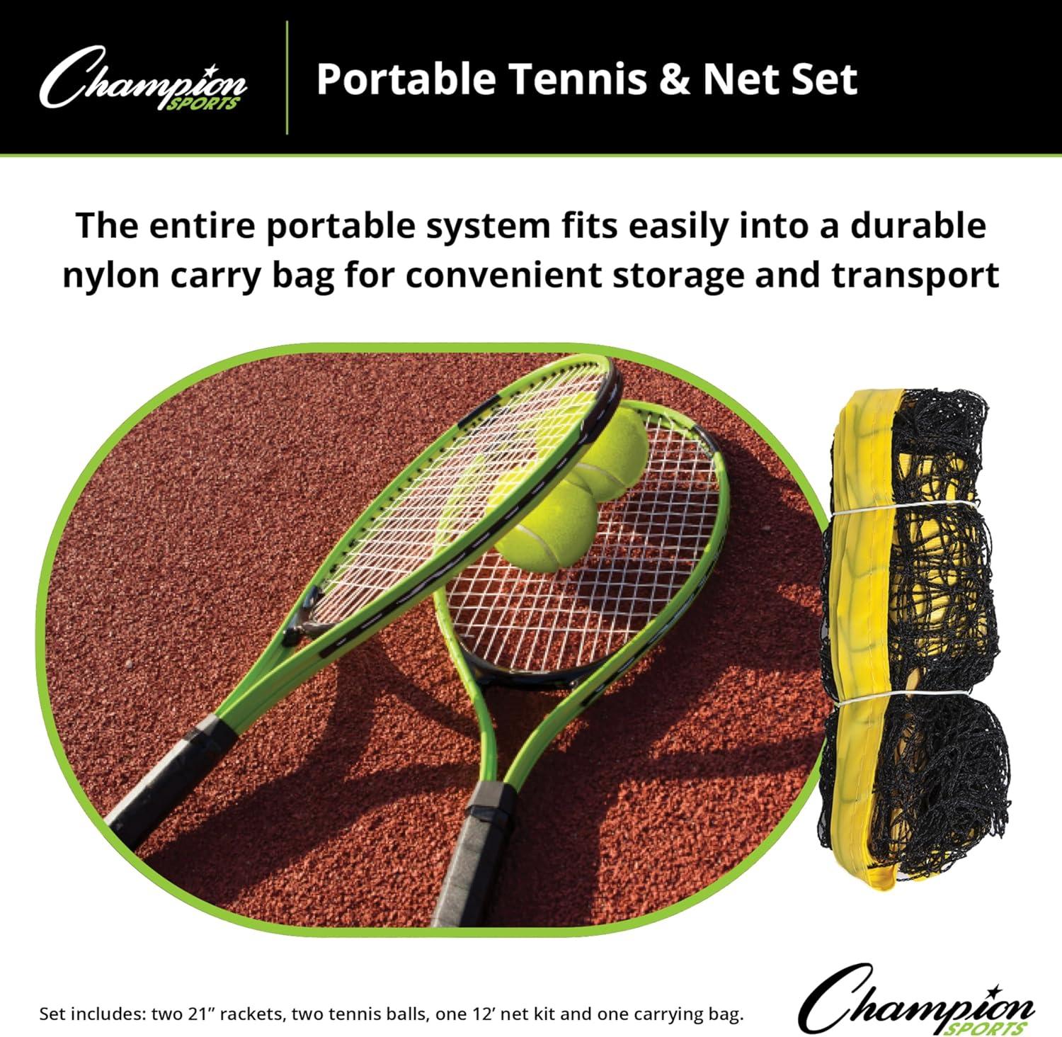 image:imageChampion Sports Portable Tennis Game Racket Ball and Net Set for 2 Players 12 feet