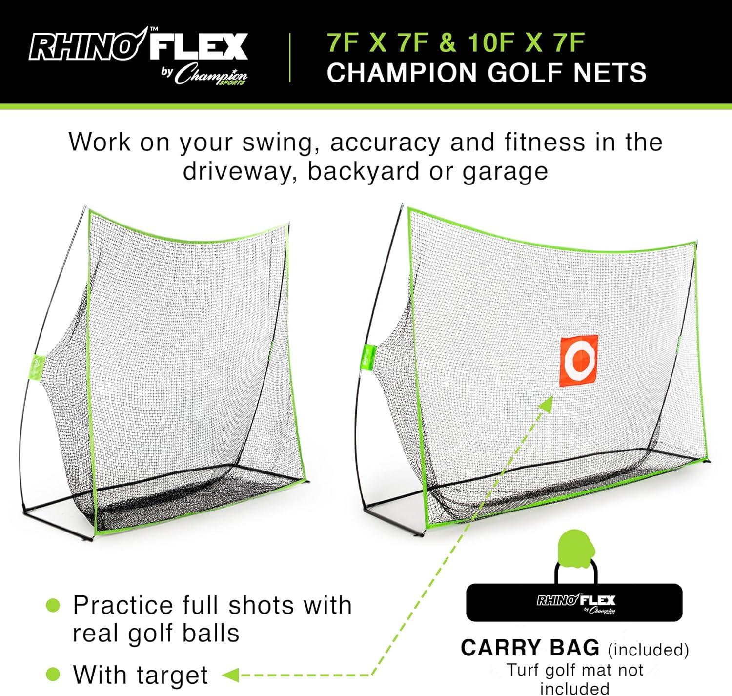 image:imageChampion Sports Rhino Flex Golf Net 7 x 7 Practice Net with Target for Enhanced Precision