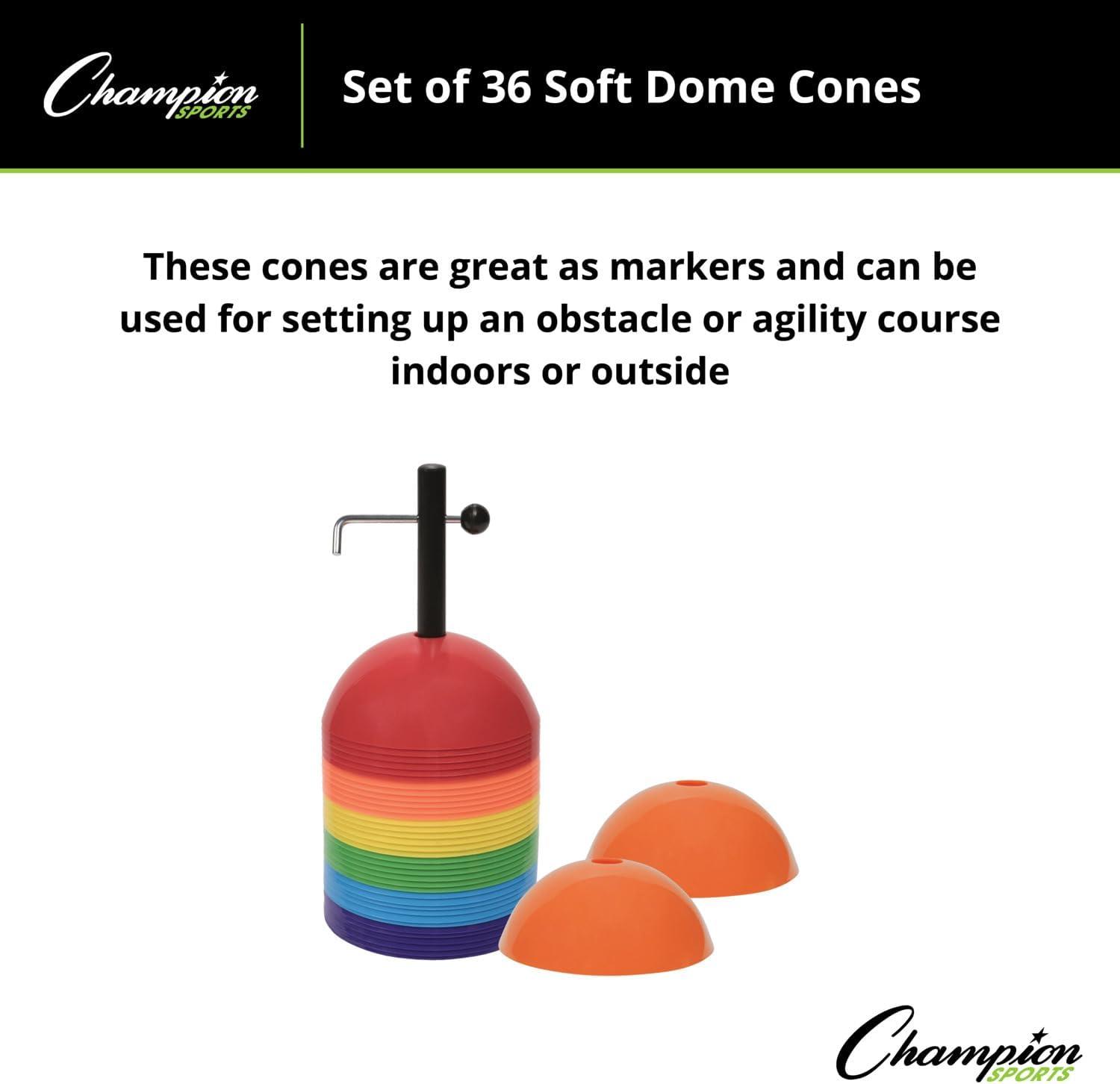 image:imageChampion Sports Soft Dome Cone Sets for Athletics and Social Distancing Assorted Colors
