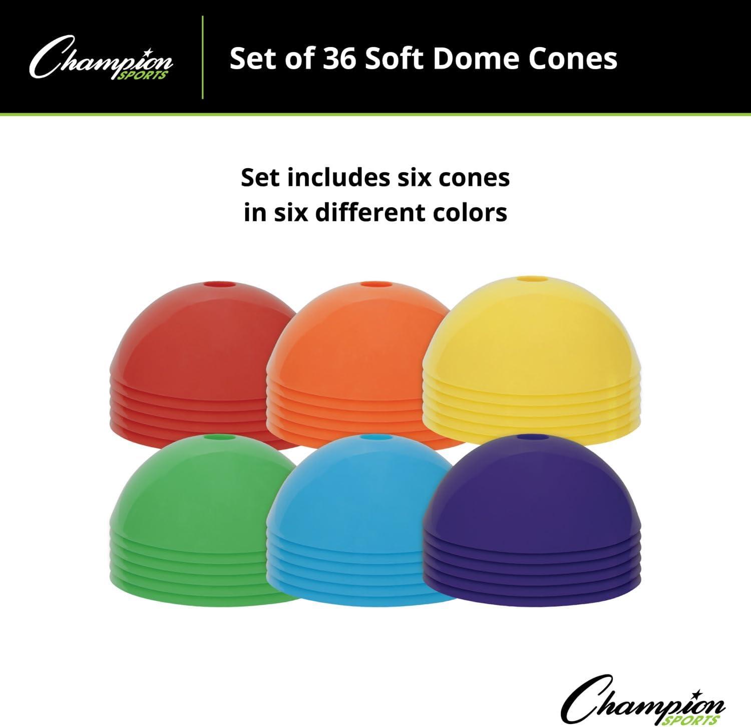 image:imageChampion Sports Soft Dome Cone Sets for Athletics and Social Distancing Assorted Colors