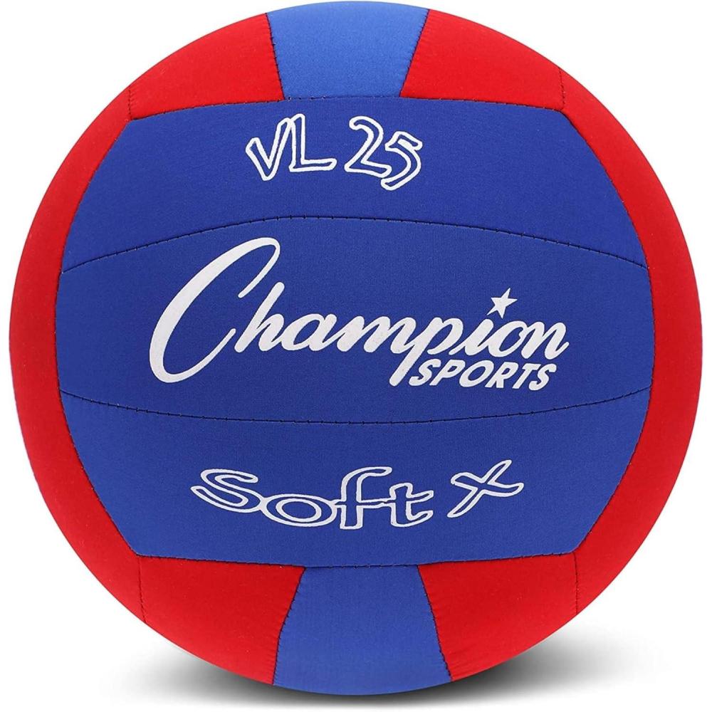 image:imageChampion Sports Fabric Volleyball with NoSting Cover Indoor Soft Volleyballs for Beginners RedBlue