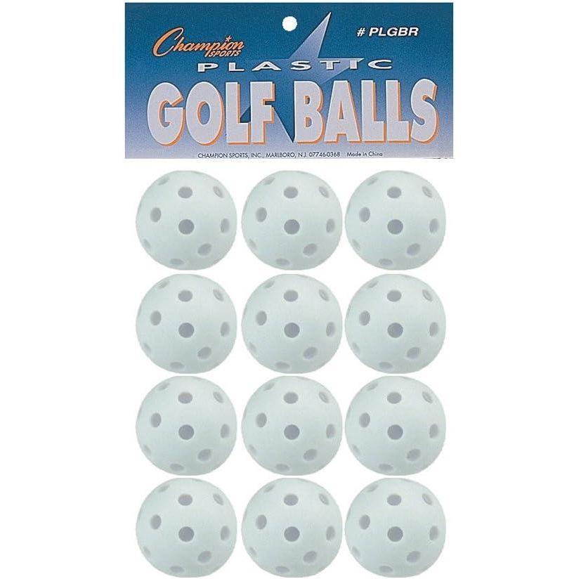image:imageChampion Sports Plastic Golf Balls for Golf Practice 12 Pack White Durable Hollow Golf Wiffle Ball Set for Kids Beginners Lightweight Golf Ball with Limited Flight Premium Golf Equipment