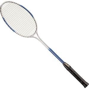 Champion Sports 26″ Twin Shaft Badminton Racket with Braided Nylon Strings (Single Racket) – Silver/Blue – For All Skill Levels