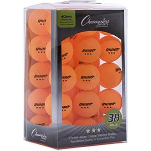 Champion Sports 3 Star Table Tennis Ball Pack – Tournament Size, Orange, Box of 38, 40mm Seamless, CTTA & ITTA Approved