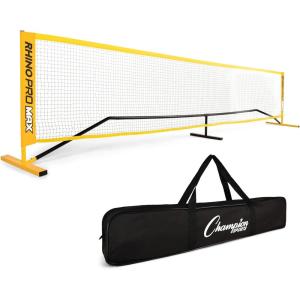 Champion Sports Adjustable Sport Net: Portable Sport Game Net for Volleyball, Tennis, Pickleball, and Badminton – Multiple Widths(Yellow (14’W x 63″H))