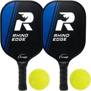 Champion Sports Rhino Pickleball Paddles: Indoor or Outdoor Pickleball Paddles in Wood, Aluminum, Fiberglass, Graphite – Multiple Styles(Rhino Edge (Wood))