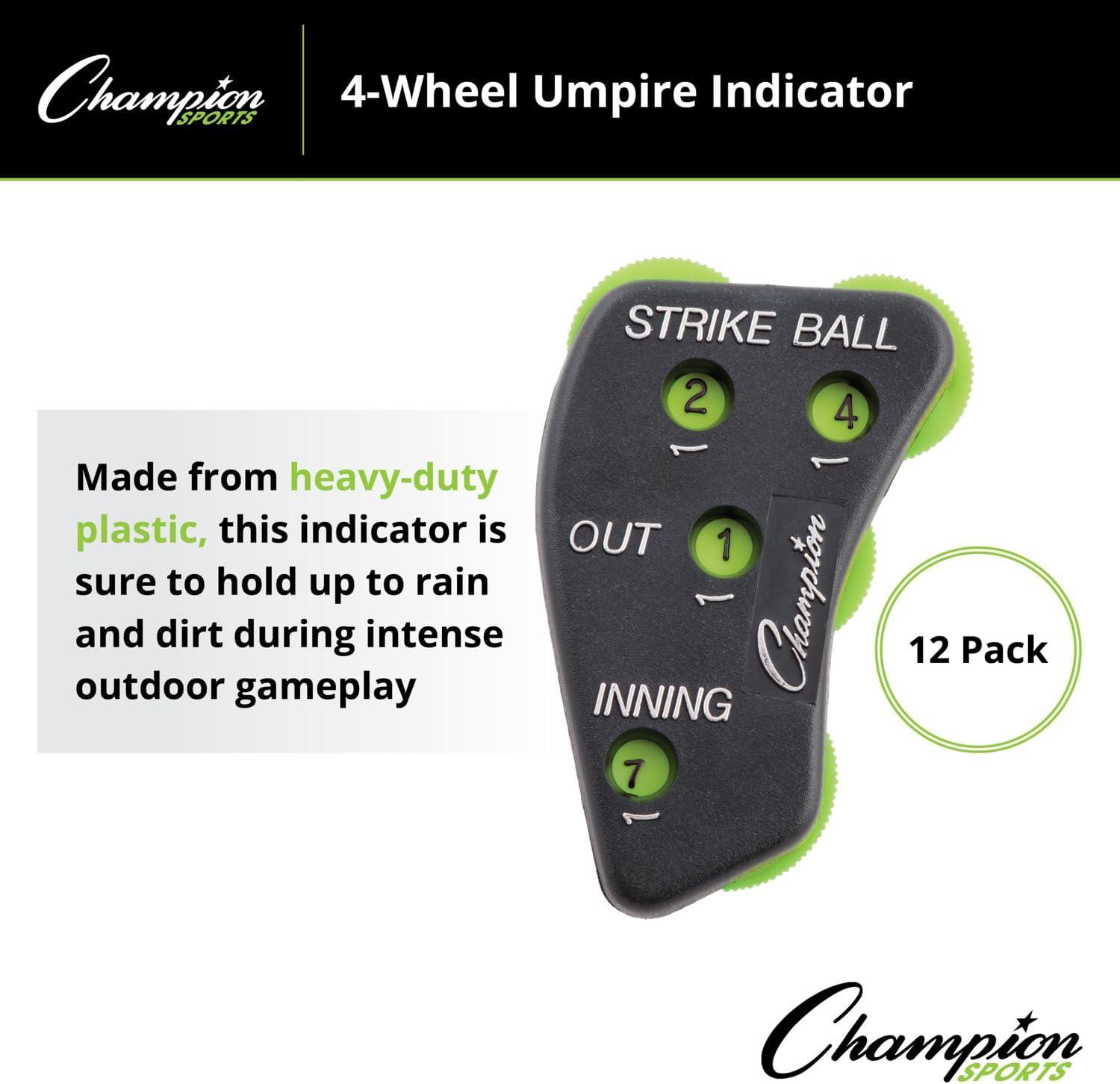 image:imageChampion Sports 4 Wheel Plastic Baseball Umpire Count Indicator Call Order Strikes Balls Outs and Innings Black with Optic Yellow