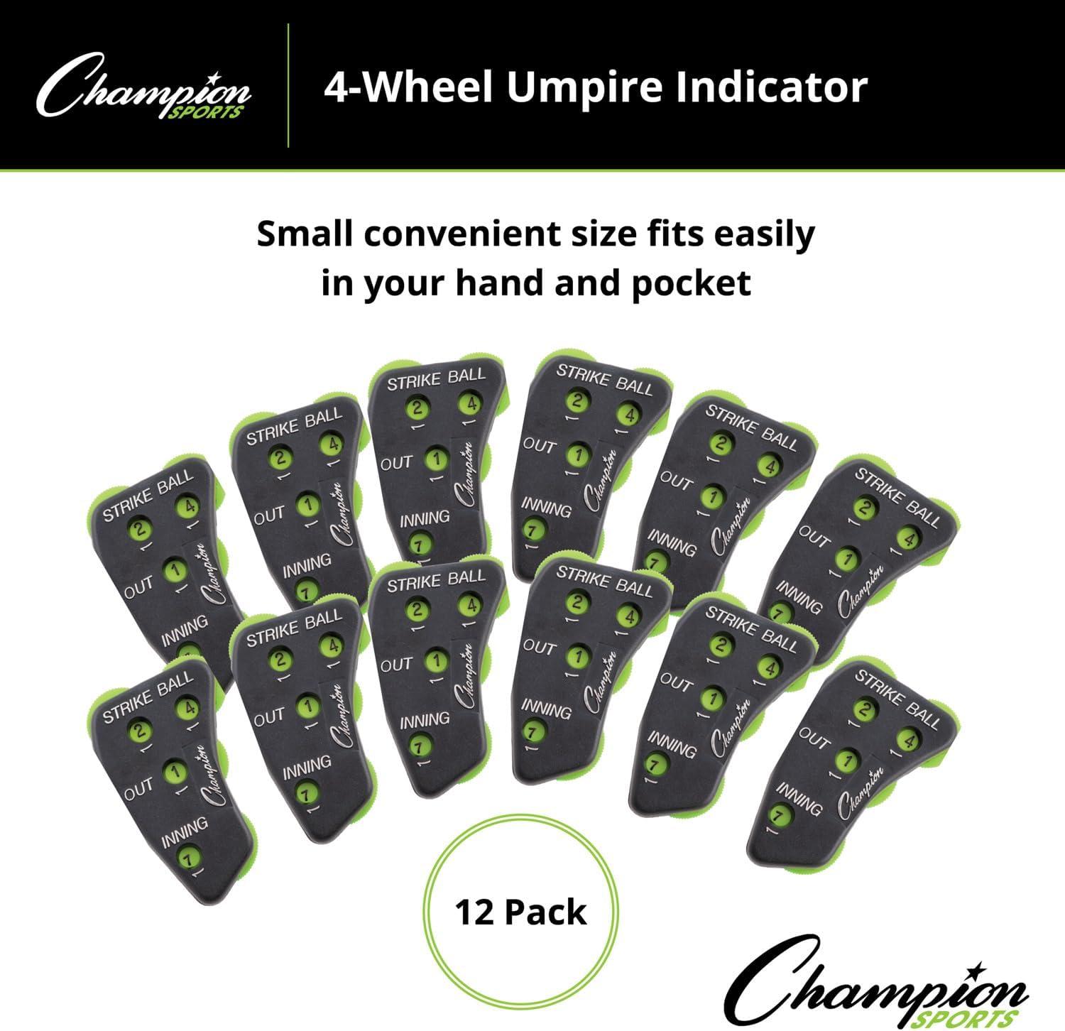 image:imageChampion Sports 4 Wheel Plastic Baseball Umpire Count Indicator Call Order Strikes Balls Outs and Innings Black with Optic Yellow
