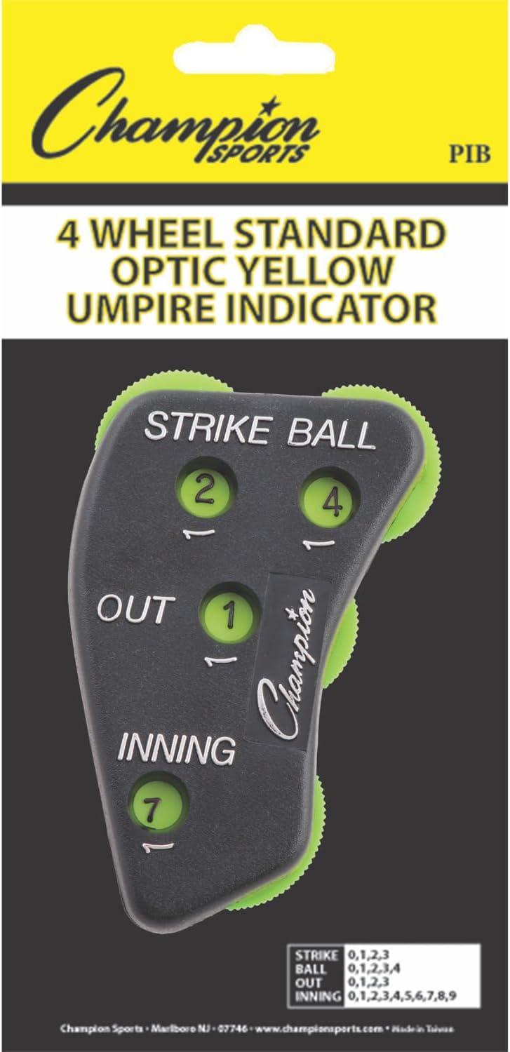 image:imageChampion Sports 4 Wheel Plastic Baseball Umpire Count Indicator Call Order Strikes Balls Outs and Innings Black with Optic Yellow