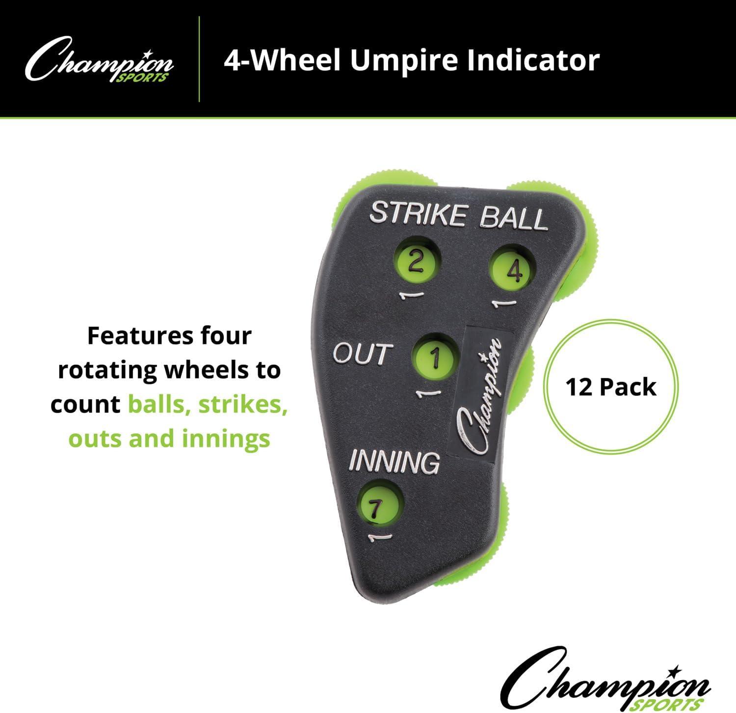 image:imageChampion Sports 4 Wheel Plastic Baseball Umpire Count Indicator Call Order Strikes Balls Outs and Innings Black with Optic Yellow