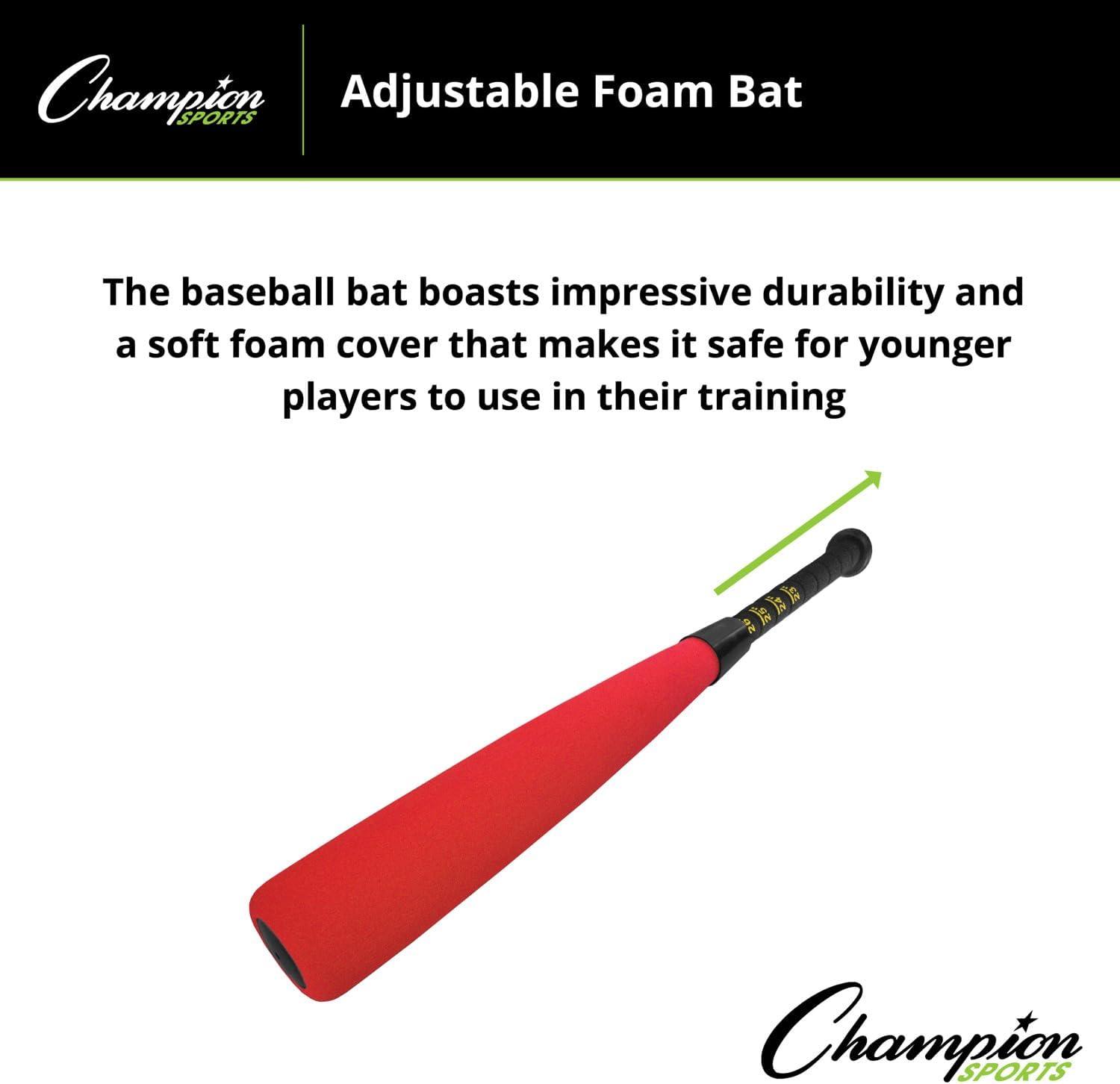 image:imageChampion Sports Adjustable Foam Bat with Easy Twist and Lock Length Adjustment Easy Durable Plastic Handle with Screwin Motion Range 21 to 29 Length