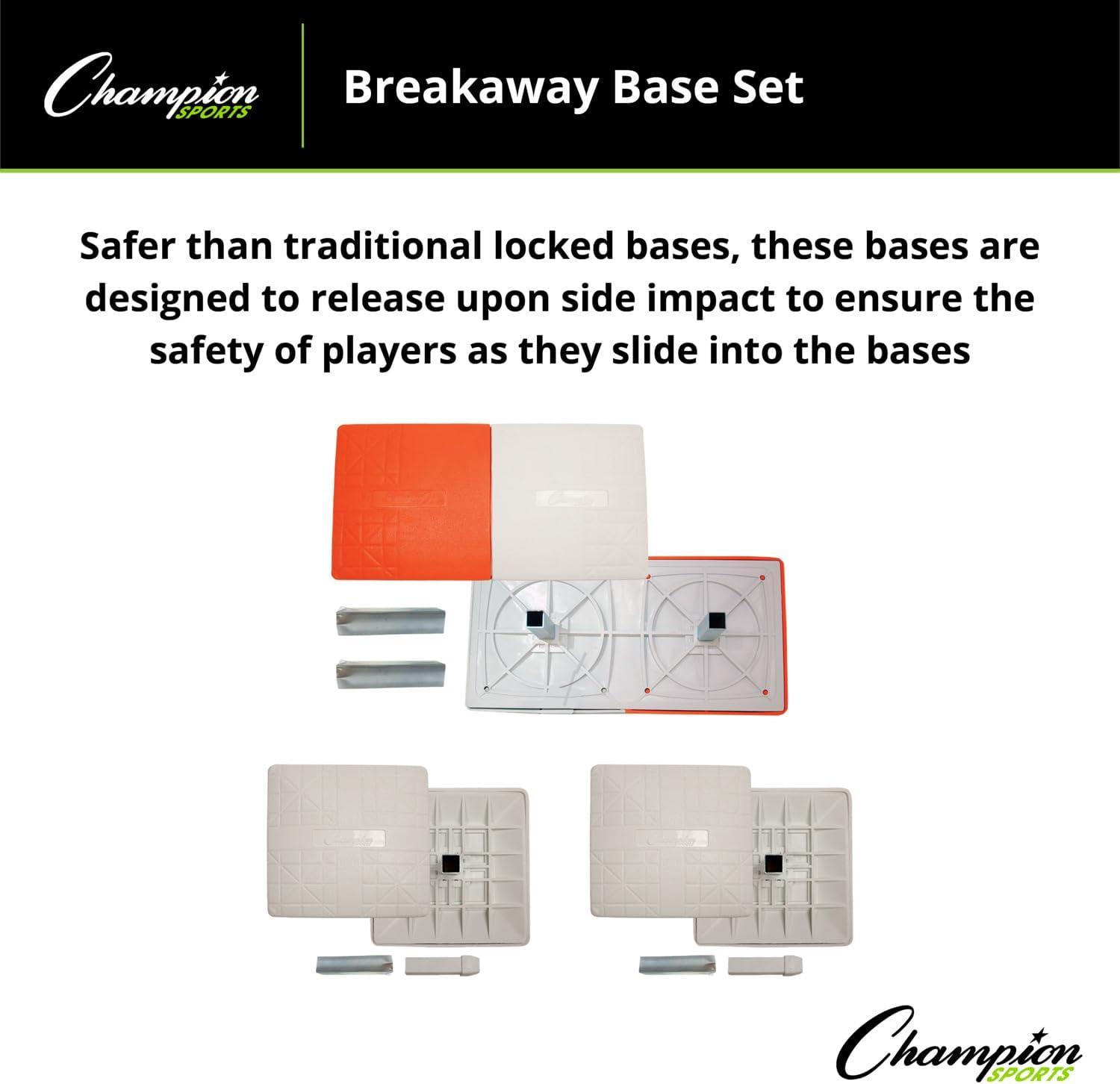 image:imageChampion Sports Recreational Safety Breakaway Baseball Base Set with Breakway Double First Base Release On Impact Safety Base Set
