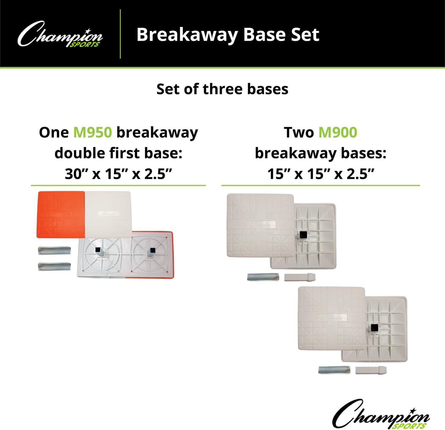 image:imageChampion Sports Recreational Safety Breakaway Baseball Base Set with Breakway Double First Base Release On Impact Safety Base Set
