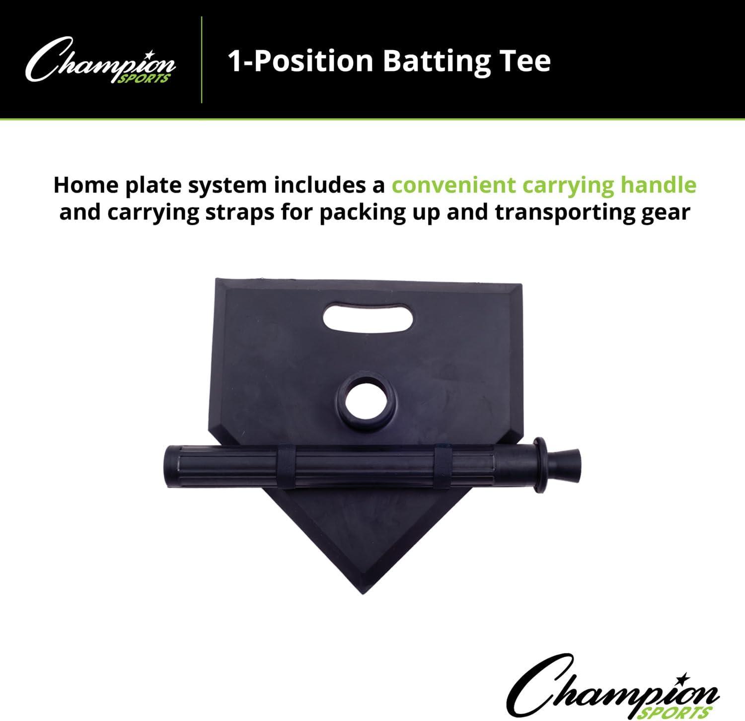 image:imageChampion Sports Deluxe Batting Tee Mounted on Official Home Plate Adjustable Telescopic Molded Rubber Tee Multiple Style Options Singles amp Sets Available1 Position