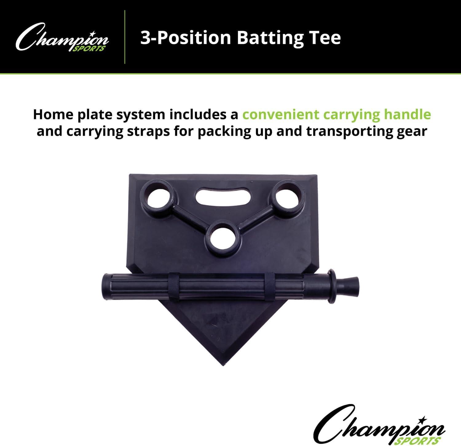 image:imageChampion Sports Deluxe Batting Tee Mounted on Official Home Plate Adjustable Telescopic Molded Rubber Tee Multiple Style Options Singles amp Sets Available3 Position