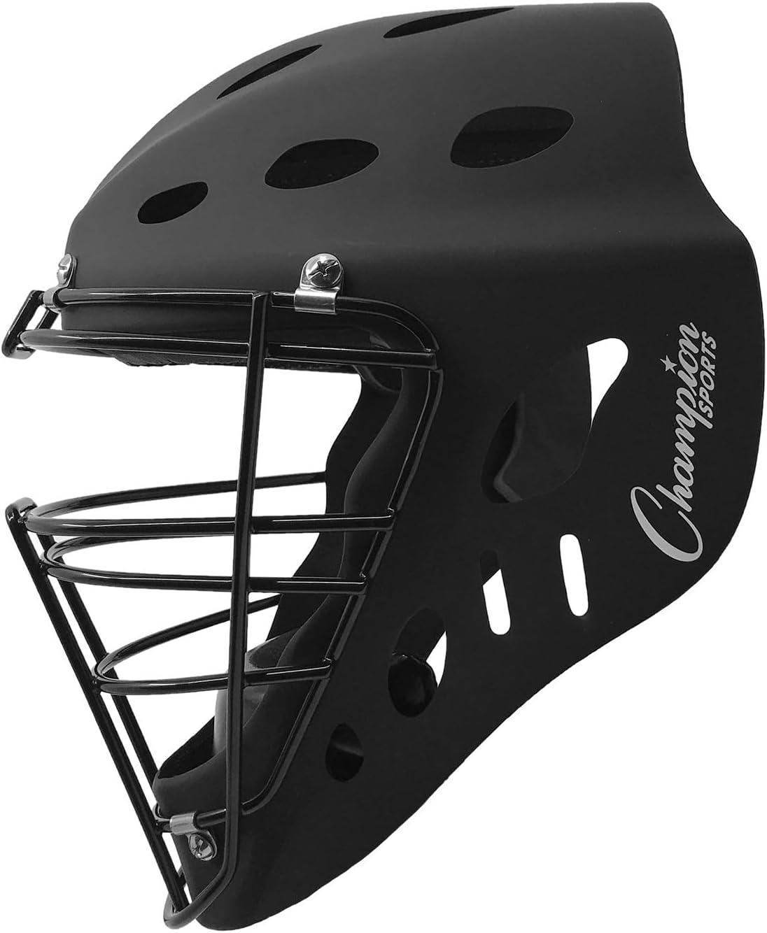 image:imageChampion Sports Hockey Style Catchers Helmet Mask AdultYouth Sizes HighImpact ABS Construction Catchers Mask Ventilation Holes Foam Liner Adjustable Reinforced Cage NOCSAE and SEI